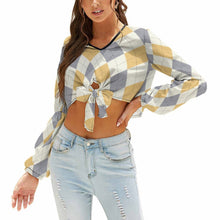 Cargar imagen en el visor de la galería, Blusa corta sexy con lazo para mujer NZ131 Personalizada con Impresión Completa con Foto Logo Patrón Texto
