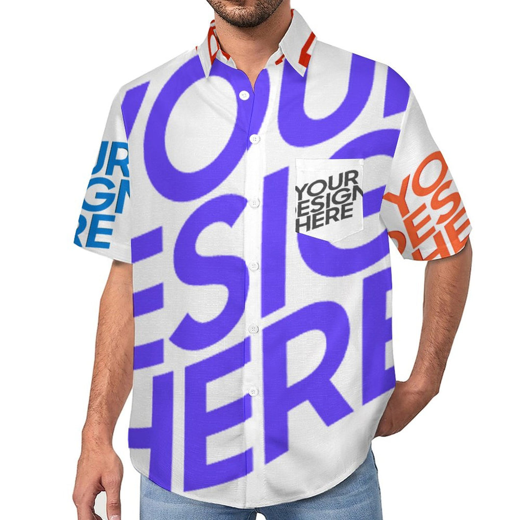 Camisa de manga corta para hombre con bolsillo en el pecho B339 personalizado con patrón foto texto (impresión de imágenes múltiples)