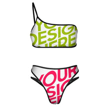 Cargar imagen en el visor de la galería, 2024 nuevo traje de baño de un solo hombro bikini push-up sin tirantes conjunto 2 piezas personalizado con foto texto patrón (impresión de imágenes múltiples)
