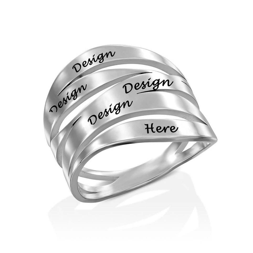 Anillos heteromórficos con letras grabadas J0001 Personalizados para mujer grabado con texto nombre letras de cobre