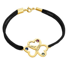 Cargar imagen en el visor de la galería, Pulsera de Tres Corazones Entrelazados con Circonitas Cúbicas de Plata 925 / Cobre para Mujer Hombre S0038 Grabada Personalizada con Texto Nombre
