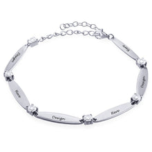 Cargar imagen en el visor de la galería, Pulsera de plata de ley 925 con circonita cúbica brillante Chapada en Oro Rosa de 18 Quilates para mujer hombre S0013 Personalizada
