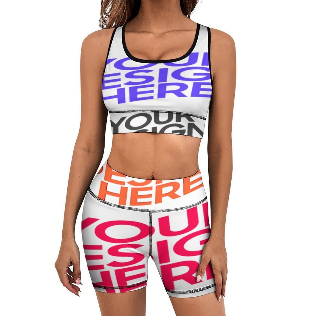 Conjunto de traje deportivo de yoga para mujer XG005Y09A traje de tren para trotar personalizado con patrón foto texto (impresión de imágenes múltiples)