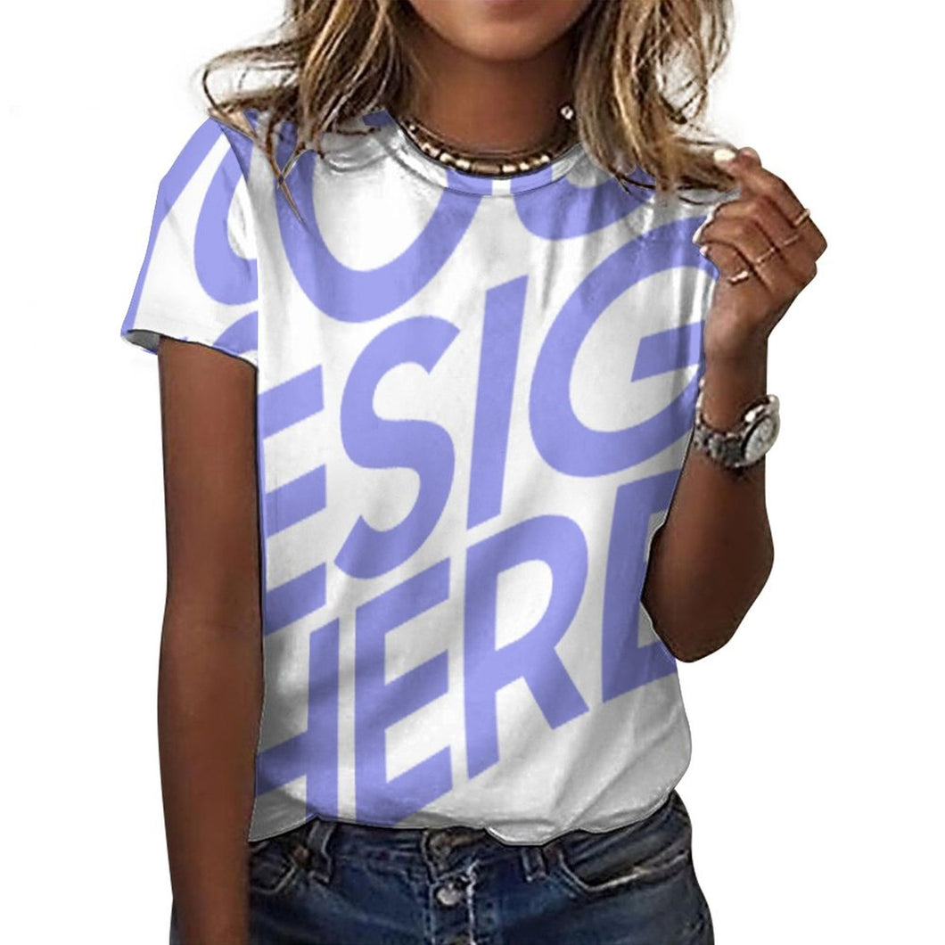 Camiseta algodón puro estampado manga corta para mujer ay001 Personalizada con Impresión Completa de una imagen con Foto Logo Patrón Texto