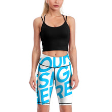 Cargar imagen en el visor de la galería, Pantalones de Yoga 1/2 Bolsillo Leggings de Yoga Cintura Alta para Mujer Y011B Personalizados con Impresión Completa de una imagen con Foto Logo Patrón Texto
