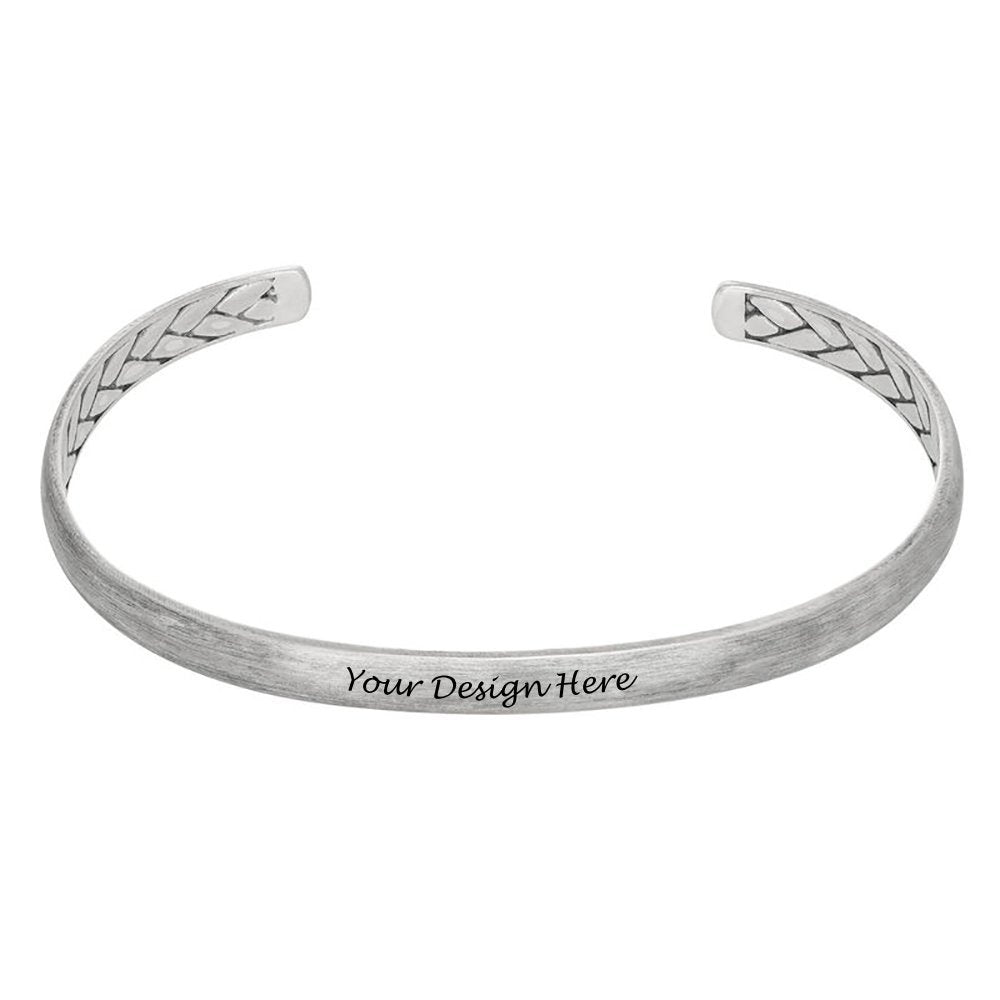 Brazalete Grabado / Pulsera de Plata / Cobre para Hombre S0033 Personalizada con Texto Nombre