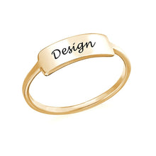 Cargar imagen en el visor de la galería, Anillo con Placa de Identificación Grabada en Cobre J0019 Grabado Personalizado con Texto Nombre
