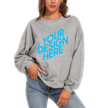 Cargar imagen en el visor de la galería, Sudadera para mujer con mangas abullonadas de vellón holgada con cuello redondo y hombros caídos  casual NZ2205185 D85 Personalizada con Foto, Texto o Logo
