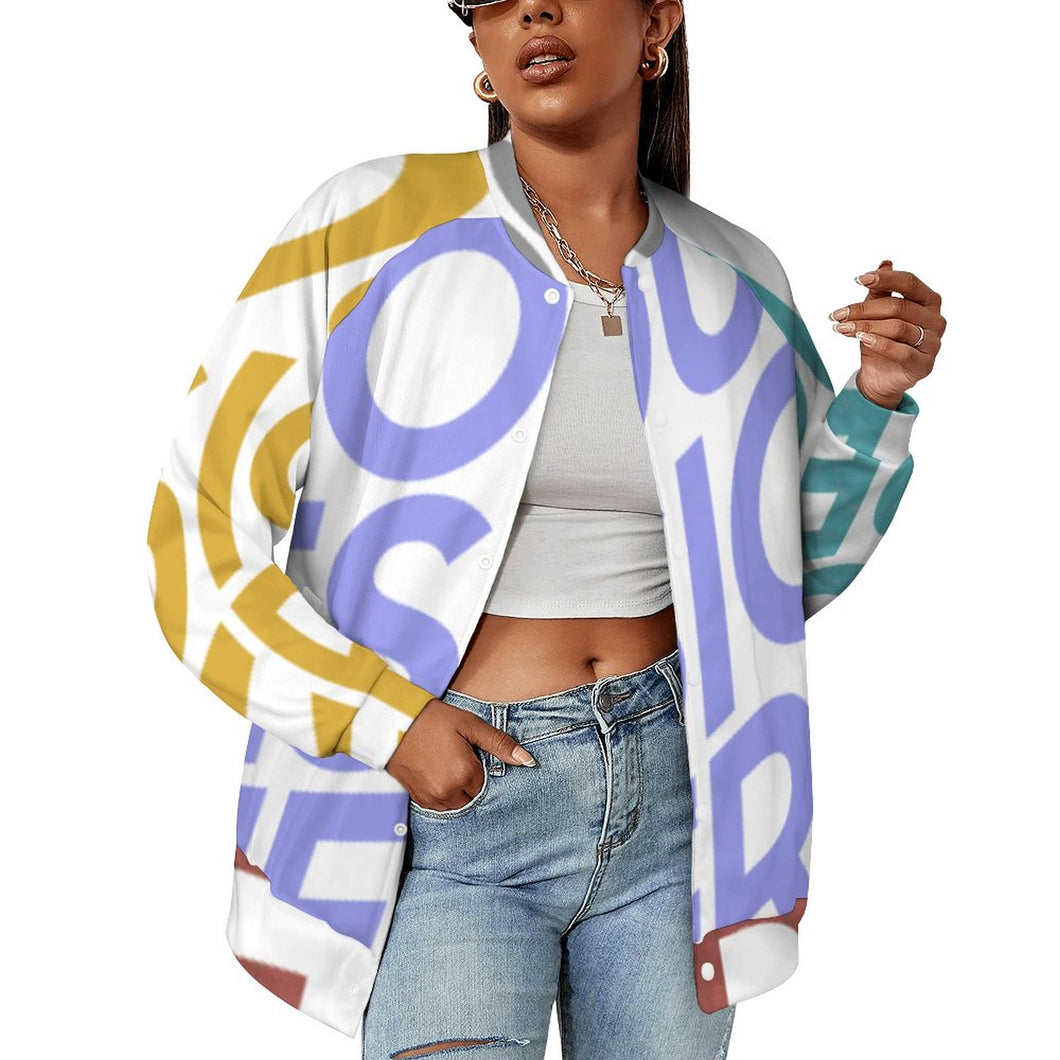 Chaqueta de Deporte Casual Uniforme de Béisbol Holgado para Mujer NZ2205053 Personalizada con impresión completa de múltiples imágenes con Foto Logo Patrón Texto