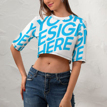 Cargar imagen en el visor de la galería, Camiseta corta Crop Top Sexy Manga Corta con Cuello Redondo de mujer NZ110 Personalizada con Impresión Completa de una imagen con Foto Logo Patrón Texto
