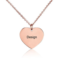 Cargar imagen en el visor de la galería, Collar de Corazón de Acero Titanio Chapado en Oro / Oro Rosa para Mujer Hombre SS1401094 Grabado Personalizado con Textos Nombres Letras
