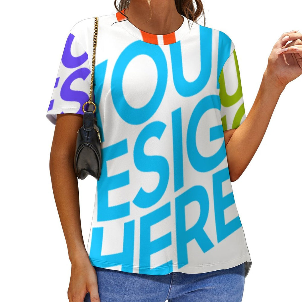 Camiseta manga corta de moda para mujer NT Personalizada con Impresión Completa de múltiples imágenes con Foto Logo Patrón Texto