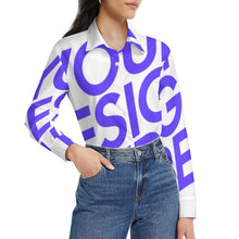 Cargar imagen en el visor de la galería, Camisa de mujer manga larga blusa estampada personalizado con patrón foto texto (impresión de imagen única)
