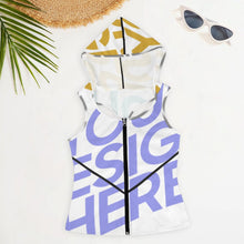 Cargar imagen en el visor de la galería, Sujetador Deportivo / Chaleco Deportivo con Capucha Cremallera para Mujer B772 Personalizado Impresion Completa de Múltiples Imágenes con Foto Logo Patrón Texto
