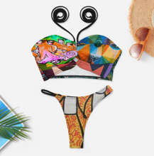 Cargar imagen en el visor de la galería, 2024 mujer conjunto de bikini sexy traje de baño de 2 piezas con correas decorativas personalizado con fotos patrón logo texto
