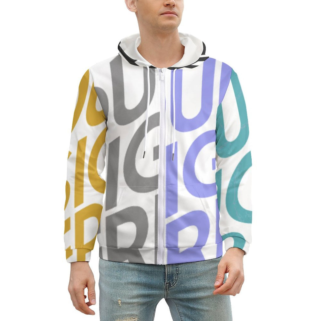 Sudadera con Capucha de felpa con cremallera Chaqueta de forro polar para hombre GH Personalizada con Impresión Completa de múltiples imágenes con Foto Logo Patrón Texto