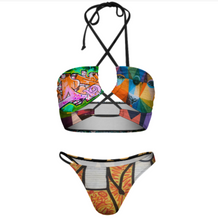 Cargar imagen en el visor de la galería, 2024 mujer conjunto de bikini sexy traje de baño de 2 piezas con correas decorativas personalizado con fotos patrón logo texto
