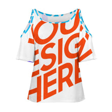 Cargar imagen en el visor de la galería, Camiseta sexy de talla grande manga media con hombros descubiertos AVT Personalizada con Impresión Completa de múltiples imágenes con Foto Logo Patrón Texto
