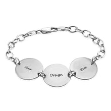 Cargar imagen en el visor de la galería, Pulsera de Discos Grabado con Nombre Texto de Plata de Ley 925 / Cobre para Mujer Hombre S0042 Personalizada
