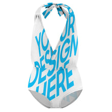 Cargar imagen en el visor de la galería, Bañador con Cuello Halter de Moda para Niñas NT044 Personalizado con Foto Logo Patrón Texto Impresión Completa
