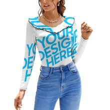 Cargar imagen en el visor de la galería, Blusa Sexy Ajustada Camiseta con volantes para mujer NZ129 Personalizada con Impresión Completa de una imagen con Foto Logo Patrón Texto

