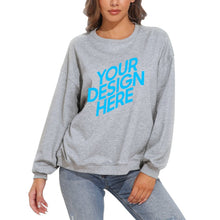 Cargar imagen en el visor de la galería, Sudadera holgada con cuello redondo y hombros caídos para mujer 100% algodón casual NZ2205148 A-071Personalizado Personalizada con Foto, Texto o Logo
