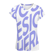 Cargar imagen en el visor de la galería, Camiseta manga corta cuello en V de moda para mujer AHT Personalizada con Impresión Completa de una imagen con Foto Logo Patrón Texto

