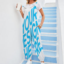 Cargar imagen en el visor de la galería, Mono suelto pantalones casual con tirantes lazo de moda para mujer RP Personalizado con Impresión Completa de una imagen con Foto Logo Patrón Texto
