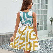 Cargar imagen en el visor de la galería, Vestido con Volantes de Moda sin Mangas para mujer NZ022 Personalizado con Impresión Completa de múltiples imágenes con Foto Logo Patrón Texto

