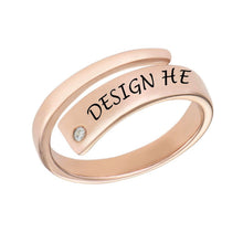 Cargar imagen en el visor de la galería, Anillo con circonita cúbica para mujer hombre / plata de ley 925 / chapado en oro de 18 quilates / chapado en oro rosa de 18 quilates / anillo con nombre texto con grabado J0003 Personalizado
