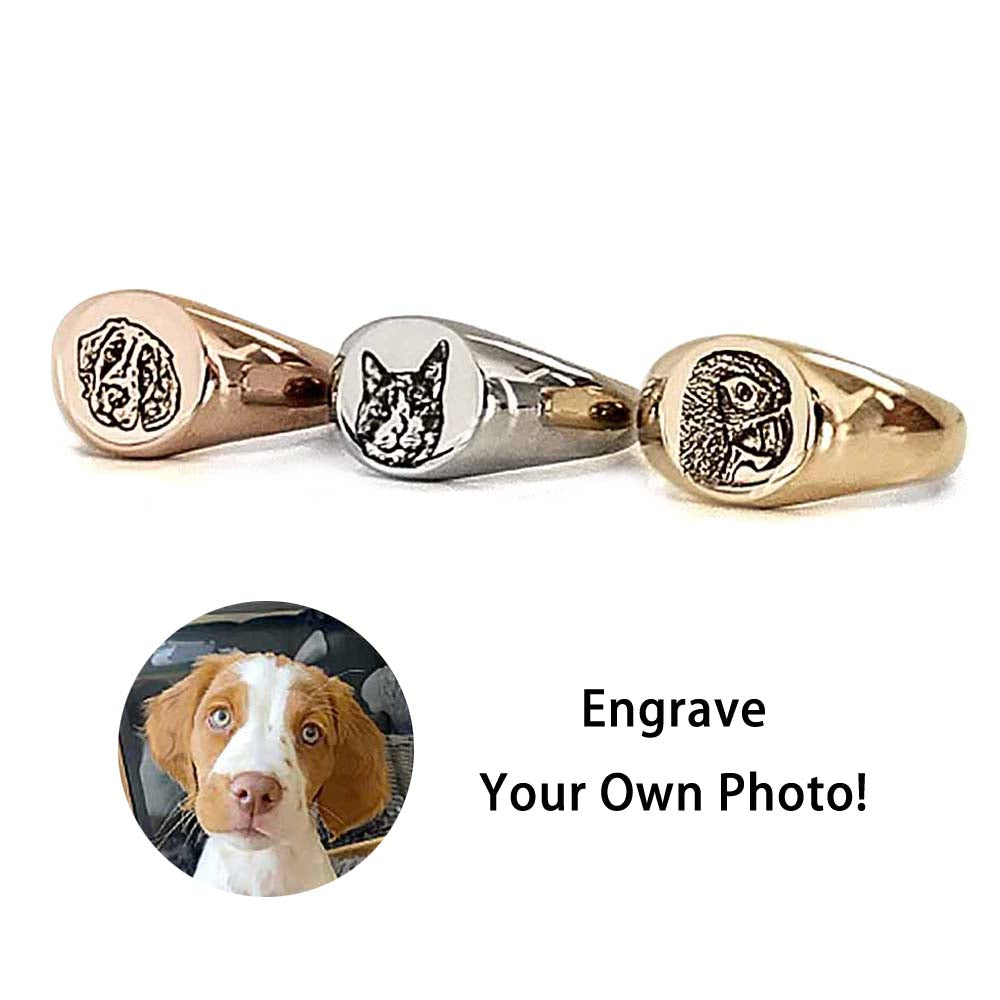 Anillo de Avatar de Mascota Perro Gato de Cobre Chapado en Oro / Oro Rosa para Mujer Hombre SS1409016 Grabado Personalizado con Imagen Foto Textos Nombres Letras