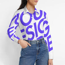 Cargar imagen en el visor de la galería, Camisa de mujer manga larga blusa estampada personalizado con patrón foto texto (impresión de imagen única)
