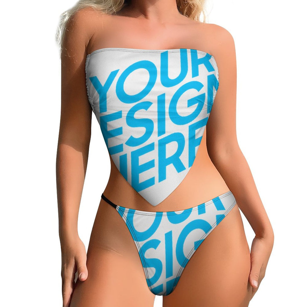2024 nuevo bikini sexy moda sin tirantes push up conjunto 2 piezas personalizado con foto patrón texto (impresión de imagen única)
