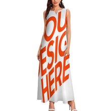 Cargar imagen en el visor de la galería, Vestido largo sin mangas con Estampado tallas grandes para mujer GQ Personalizado con Impresión Completa de múltiples imágenes con Foto Logo Patrón Texto
