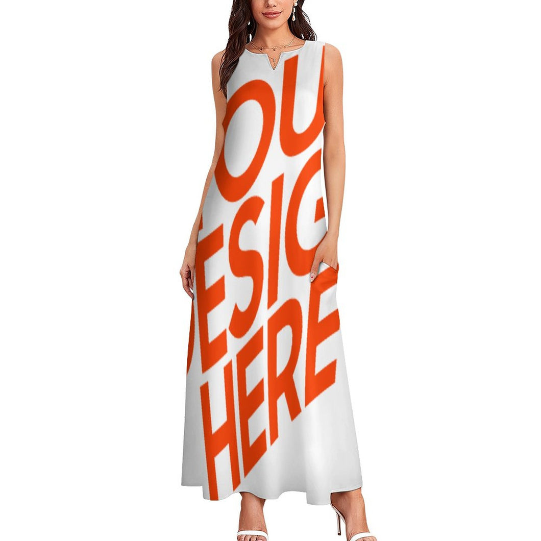 Vestido largo sin mangas con Estampado tallas grandes para mujer GQ Personalizado con Impresión Completa de múltiples imágenes con Foto Logo Patrón Texto