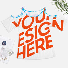 Cargar imagen en el visor de la galería, Camiseta sexy de talla grande manga media con hombros descubiertos AVT Personalizada con Impresión Completa de múltiples imágenes con Foto Logo Patrón Texto
