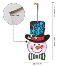 Cargar imagen en el visor de la galería, Cartel de Madera de Muñeco de Nieve de Navidad con Diseño Personalizado Personalizada de Tus Imágenes o Textos
