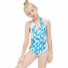 Cargar imagen en el visor de la galería, Bañador con Cuello Halter de Moda para Niñas NT044 Personalizado con Foto Logo Patrón Texto Impresión Completa
