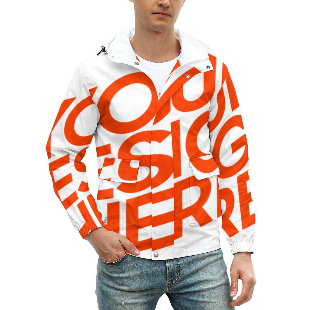 Chaqueta Corta Ligera Deportiva con Capucha Casual para Hombre A537 Personalizada con Impresión Completa de una imagen con Foto Logo Patrón Texto