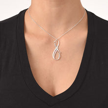 Cargar imagen en el visor de la galería, Collar Personalizado con Infinito Piedra Natal X0034 con texto nombre para mujer Longitud Ajustable en plata de ley 925 chapado de oro rosa de 18K
