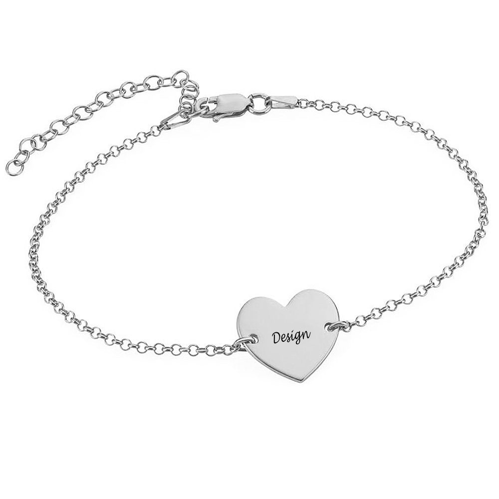 Pulsera de Corazón Grabado de Plata 925 / Cobre S0024 Personalizada con Texto Nombre