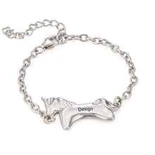 Cargar imagen en el visor de la galería, Pulsera con Unicornio Grabado para Mujer Hombre S0040 Personalizada con Texto Nombre
