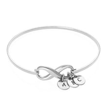 Cargar imagen en el visor de la galería, Brazalete / Pulsera de Infinito con Discos en Plata 925 / Cobre para Mujer Hombre S0043 Grabado Personalizado con Texto Nombre
