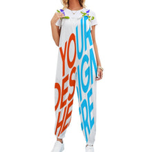 Cargar imagen en el visor de la galería, Mono suelto pantalones casual con tirantes lazo de moda para mujer RP Personalizado con Impresión Completa de múltiples imágenes con Foto Logo Patrón Texto
