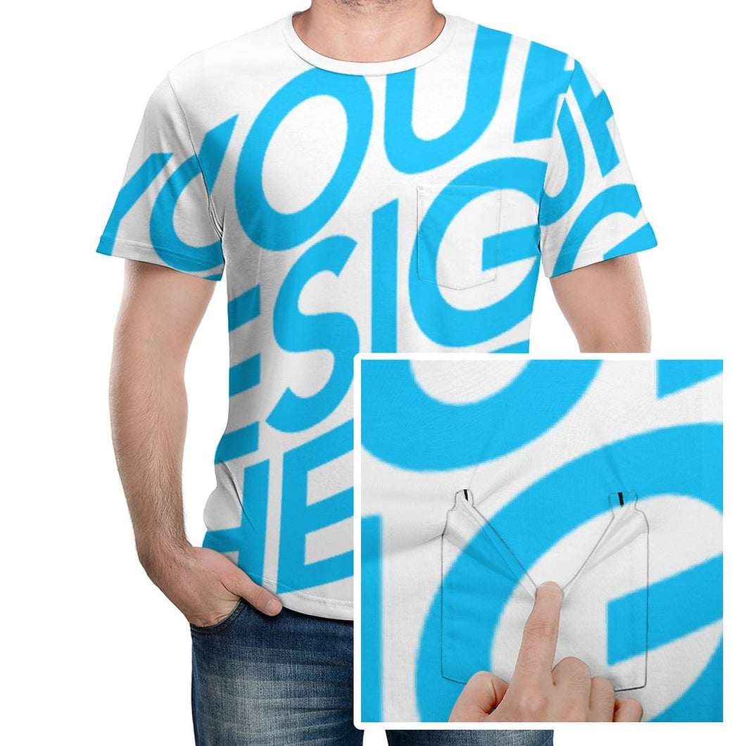 Camiseta de manga corta con bolsillo cuello redondo para hombre NTREV2 Personalizada con Impresión Completa de una imagen con Foto Logo Patrón Texto