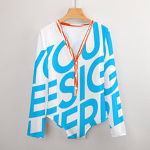 Cargar imagen en el visor de la galería, Mono sexy de manga larga con escote en V profundo para mujer ALRP Personalizado con Impresión Completa de una imagen con Foto Logo Patrón Texto
