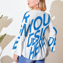 Cargar imagen en el visor de la galería, Camiseta / Blusa talla grande holgada con dobladillo irregular para mujer PL Personalizada con Impresión Completa de una imagen con Foto Logo Patrón Texto
