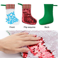 Cargar imagen en el visor de la galería, Calcetín Navideño de Lentejuelas con Diseño Personalizado de Tus Patrones o Textos
