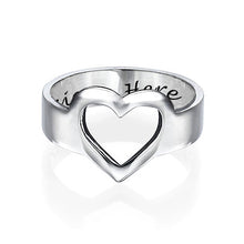 Cargar imagen en el visor de la galería, Anillo Corazón Calado de Plata de Ley 925 para Mujer J0022 Grabado Personalizado con Texto Nombre
