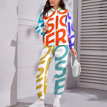 Cargar imagen en el visor de la galería, Conjunto de sudadera con capucha casual para mujer 4T03 Personalizado con Impresión Completa de múltiples imágenes con Foto Logo Patrón Texto
